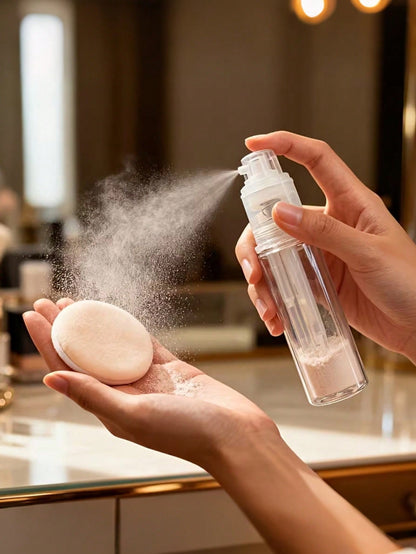 PET Powder Spray Bottle 14ML/18ml/25ml Multiple Powder Compatible Dispensing Bottle, Dry Powder Spray Bottle, Portable Cosmetic Water Container, Adjustable Nozzle Leak-Proof Design, Talcum Powder Spra