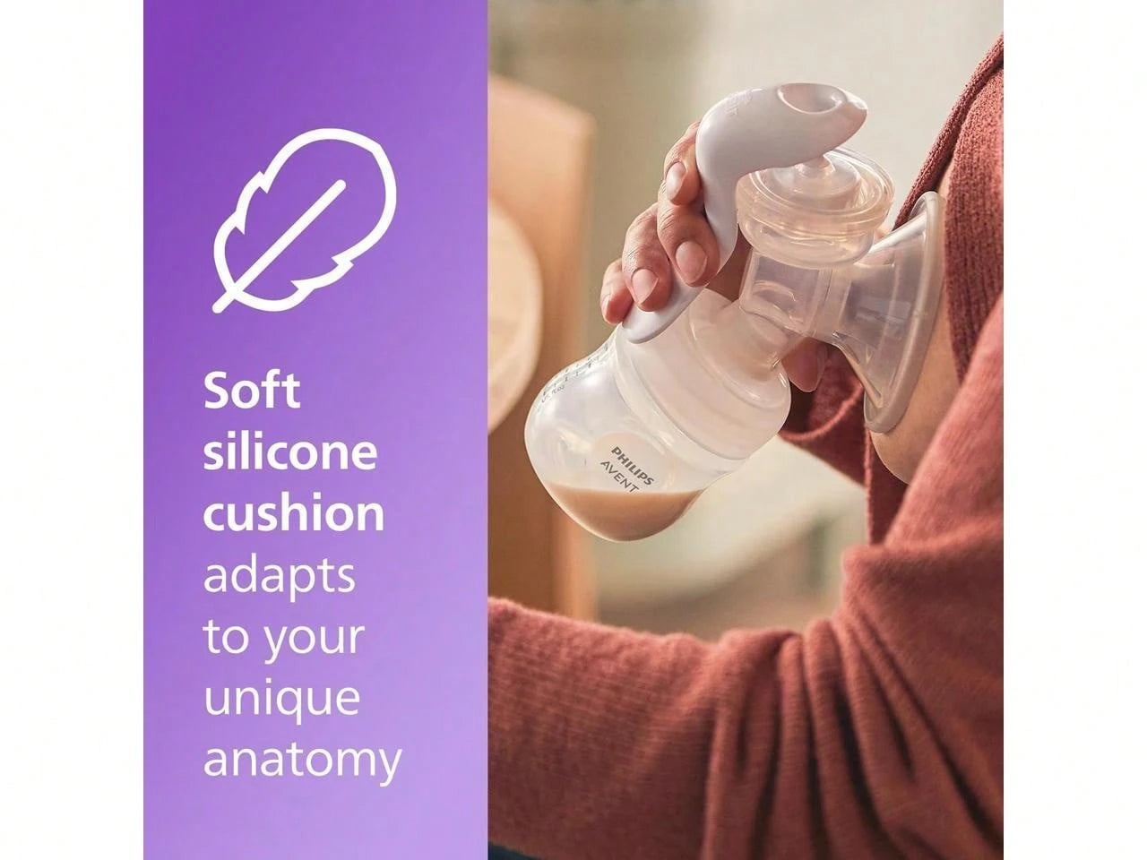 Philips Avent Manual Breast Pump- Easy Pumping With Natural Motion Technology- Transparent, SCF430/03