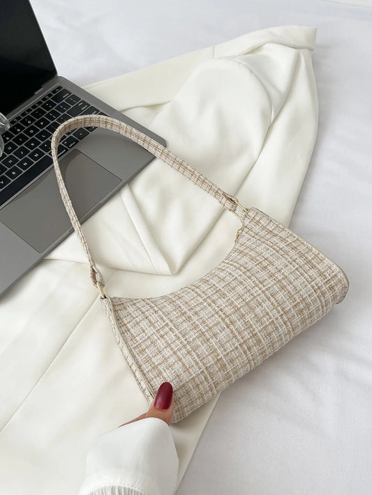 Plaid Pattern Bag Handbag,Shoulder Bag Minimalist,Casual Lightweight,Portable For Women, Rookies & White-Collar Workers,For Teacher Gifts,For Girl,For Woman Gift Bag,Work,Business,Commute,Shopping Va