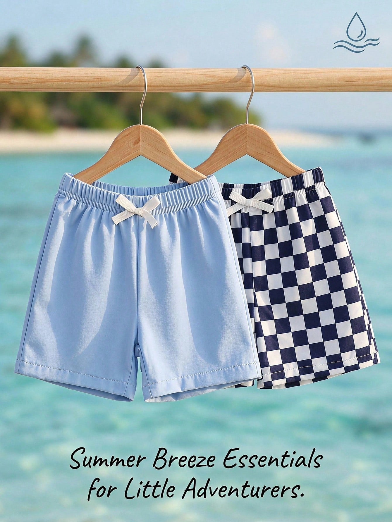 Playful Pals 2pcs/Set Toddler Boys' Casual Black & White Plaid Shorts, Summer