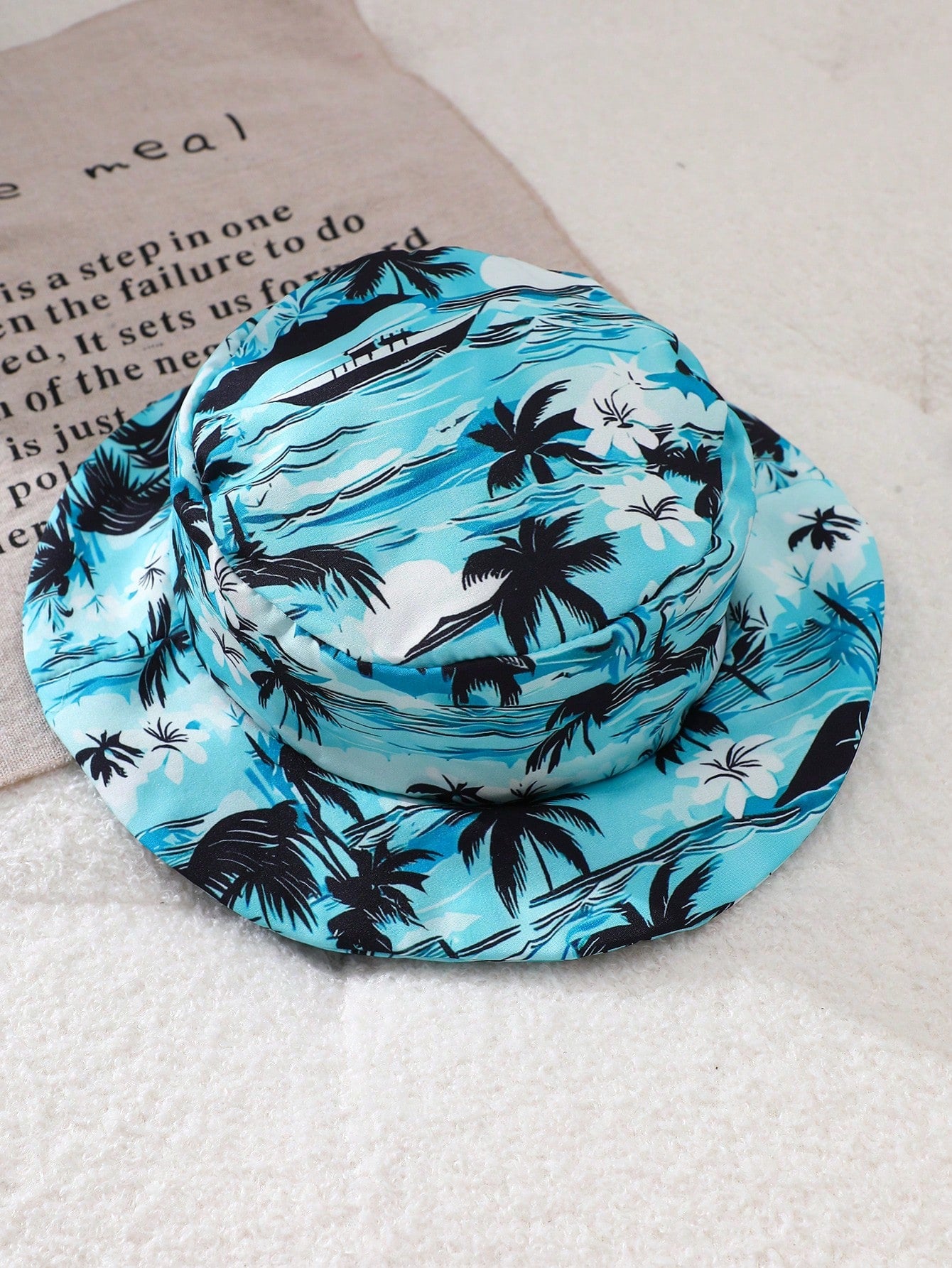 Playful Pals Baby Boy 3-Piece Set Blue White Stripe Summer Casual Tropical Vacation Holiday Letter Print Top Coconut Tree Beach Shorts Matching Hat Toddler Boys