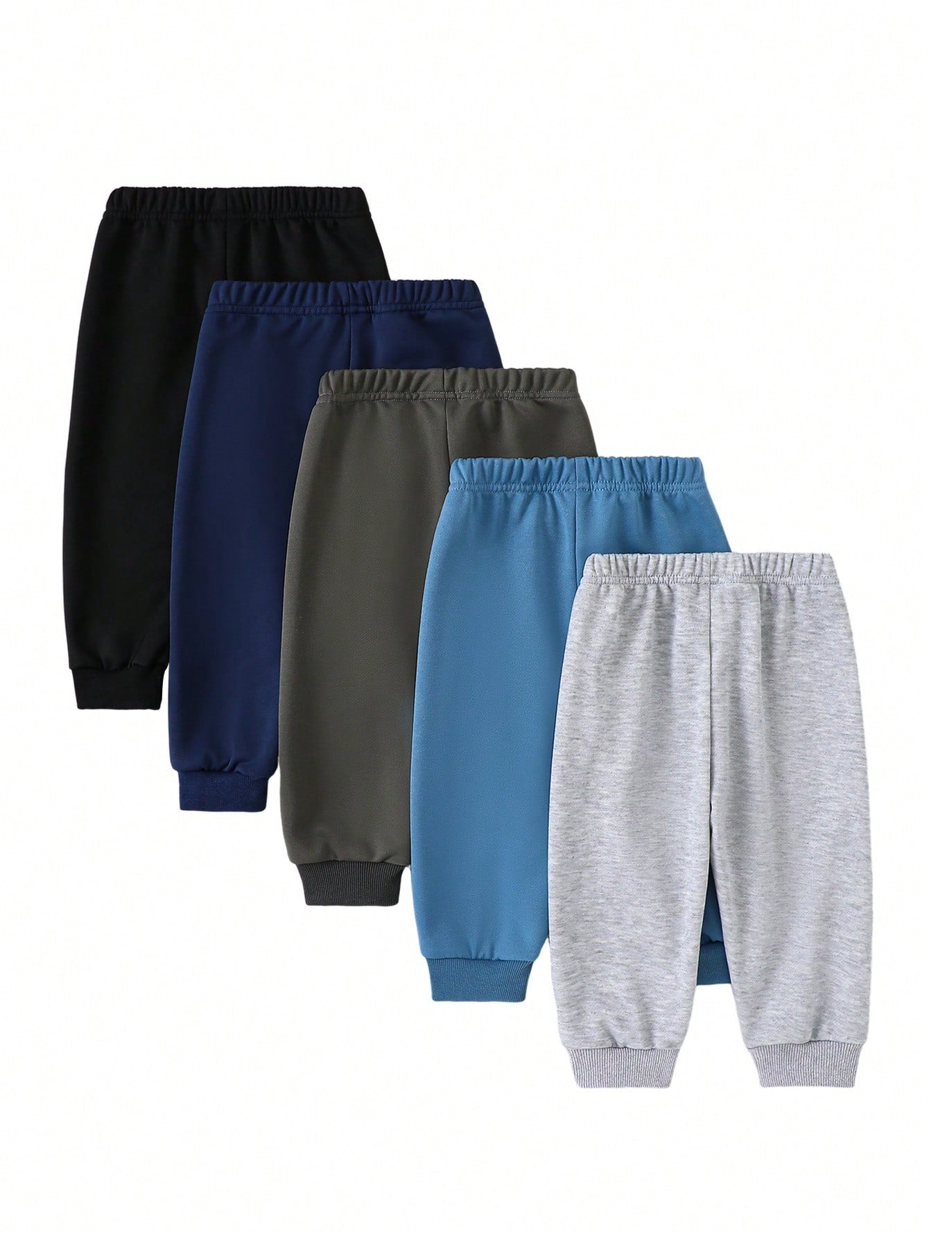 Playful Pals Baby Boy's Casual Loose Solid Sweatshirt And Jogger Pants 5Pcs Outfit Set, Autumn Winter Warm Thickened Fashion Korean Style Baby Boy Clothes