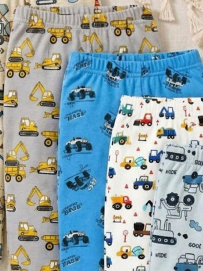 Playful Pals Baby Boys New Cute Comfortable Minimalist Soft Casual Long Pants Random Assortment 5pcs Pack, 2pcs/Set, Boys Pants Daily Outfit, Gift