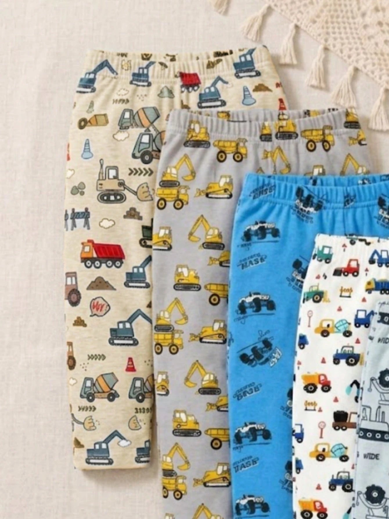 Playful Pals Baby Boys New Cute Comfortable Minimalist Soft Casual Long Pants Random Assortment 5pcs Pack, 2pcs/Set, Boys Pants Daily Outfit, Gift