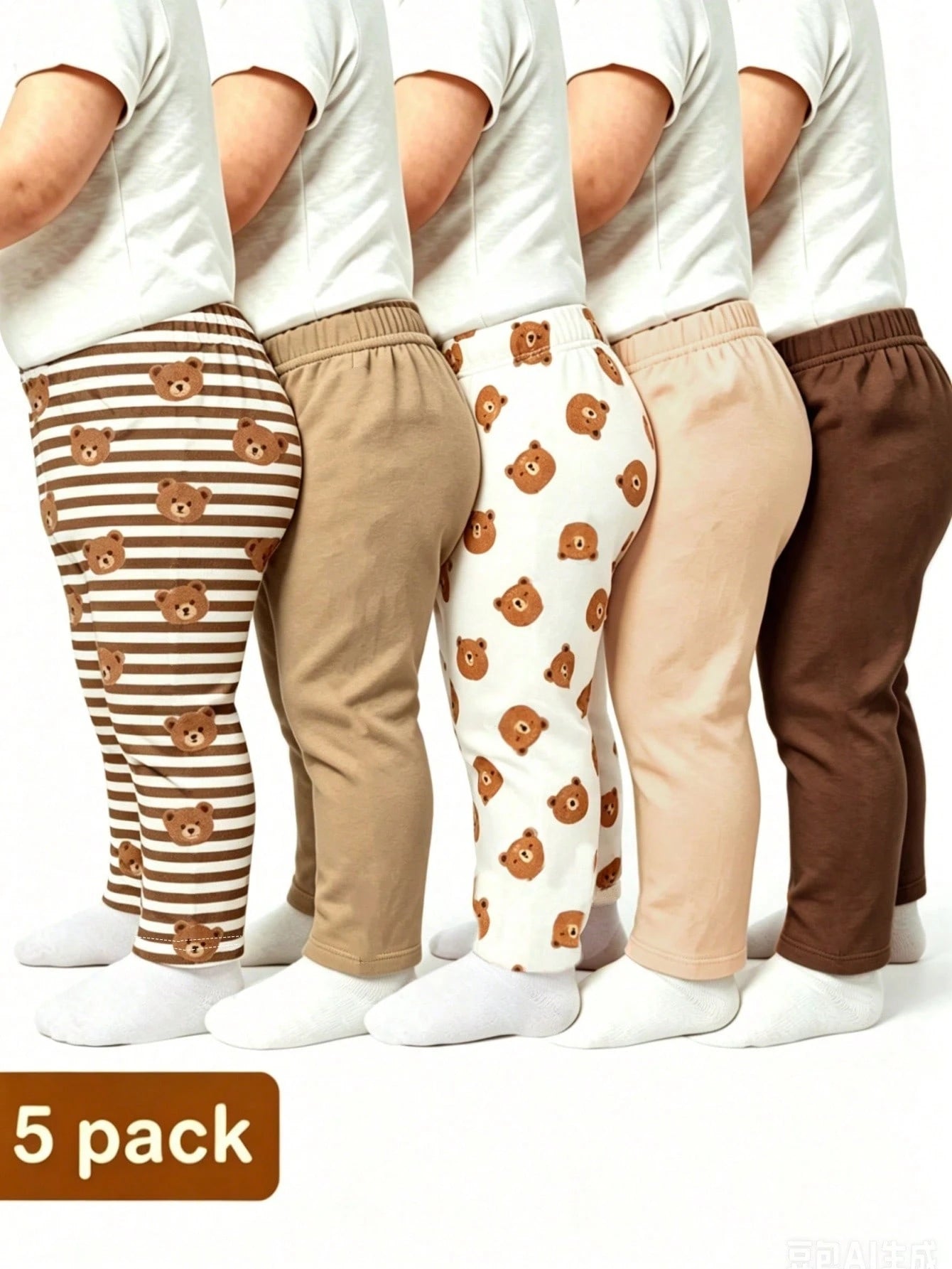 Playful Pals Baby Boys New Cute Comfortable Minimalist Soft Casual Long Pants Random Assortment 5pcs Pack, 2pcs/Set, Boys Pants Daily Outfit, Gift
