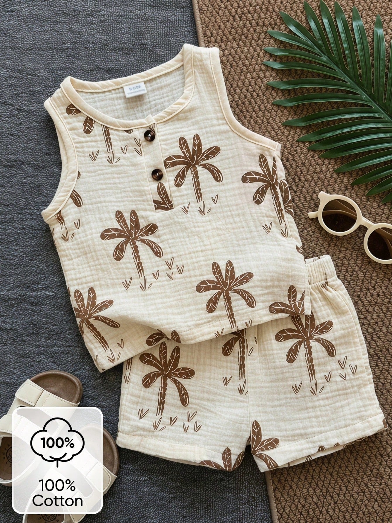 Playful Pals Baby Boys Summer White & Green Vibrant Playful Crocodile Print Sleeveless Tank Top & Shorts Set, Loose Comfortable Fit, Suitable For Daily Outings, School Activities, Family Gatheri