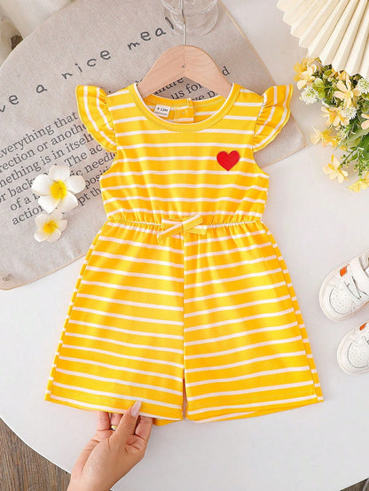 Playful Pals Baby Girls' Casual Striped Romper, Spring/Summer