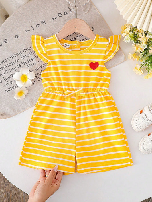 Playful Pals Baby Girls' Casual Striped Romper, Spring/Summer