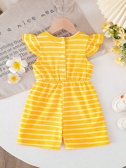 Playful Pals Baby Girls' Casual Striped Romper, Spring/Summer