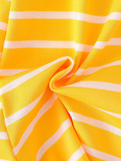 Playful Pals Baby Girls' Casual Striped Romper, Spring/Summer