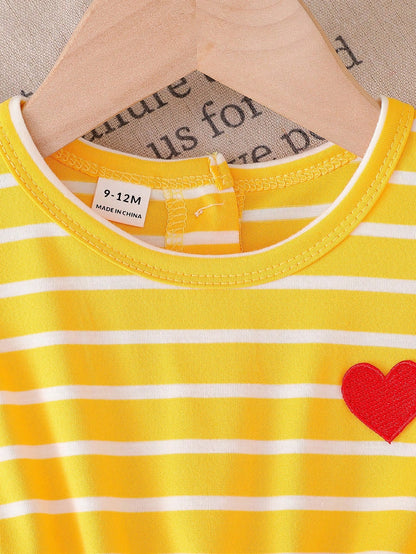 Playful Pals Baby Girls' Casual Striped Romper, Spring/Summer