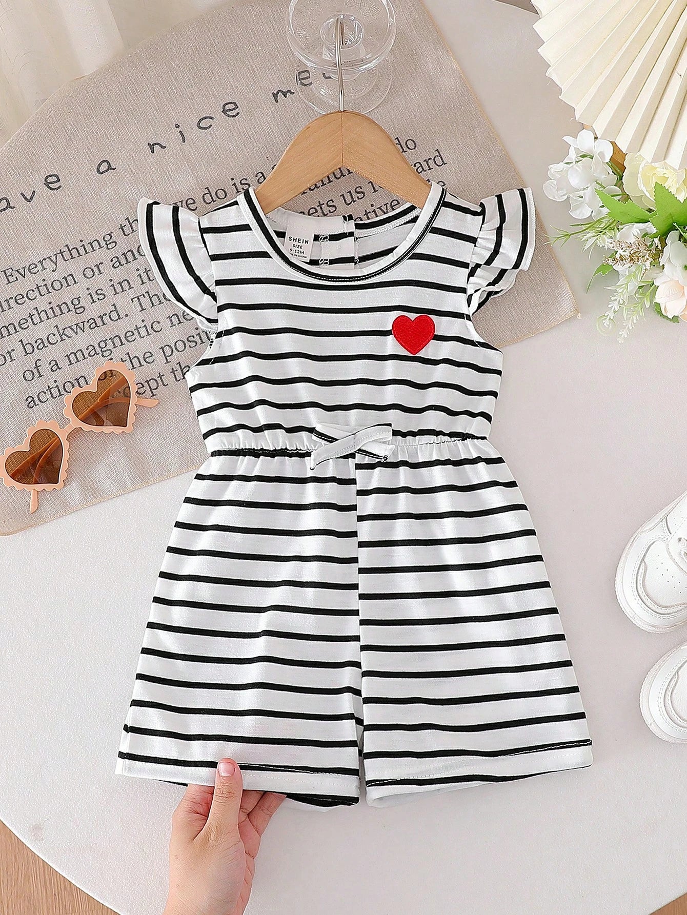 Playful Pals Baby Girls' Casual Striped Romper, Spring/Summer