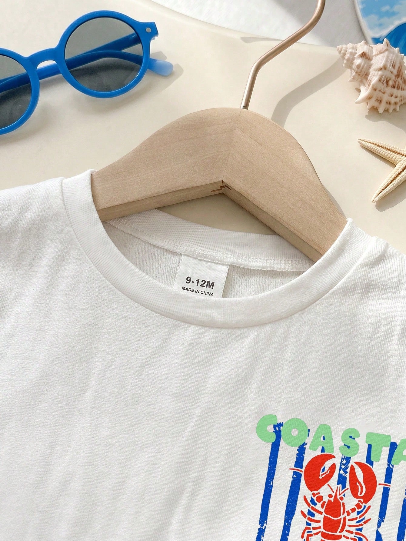 Playful Pals Crawfish Print 2 Pieces Toddler Summer Vacation Before And After T-Shirt With Elastic Waist Striped S