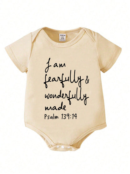 Playful Pals Newborn Baby Girl Casual Letter Printed Short Sleeve Bodysuit, Summer Daily Comfortable Outfit
