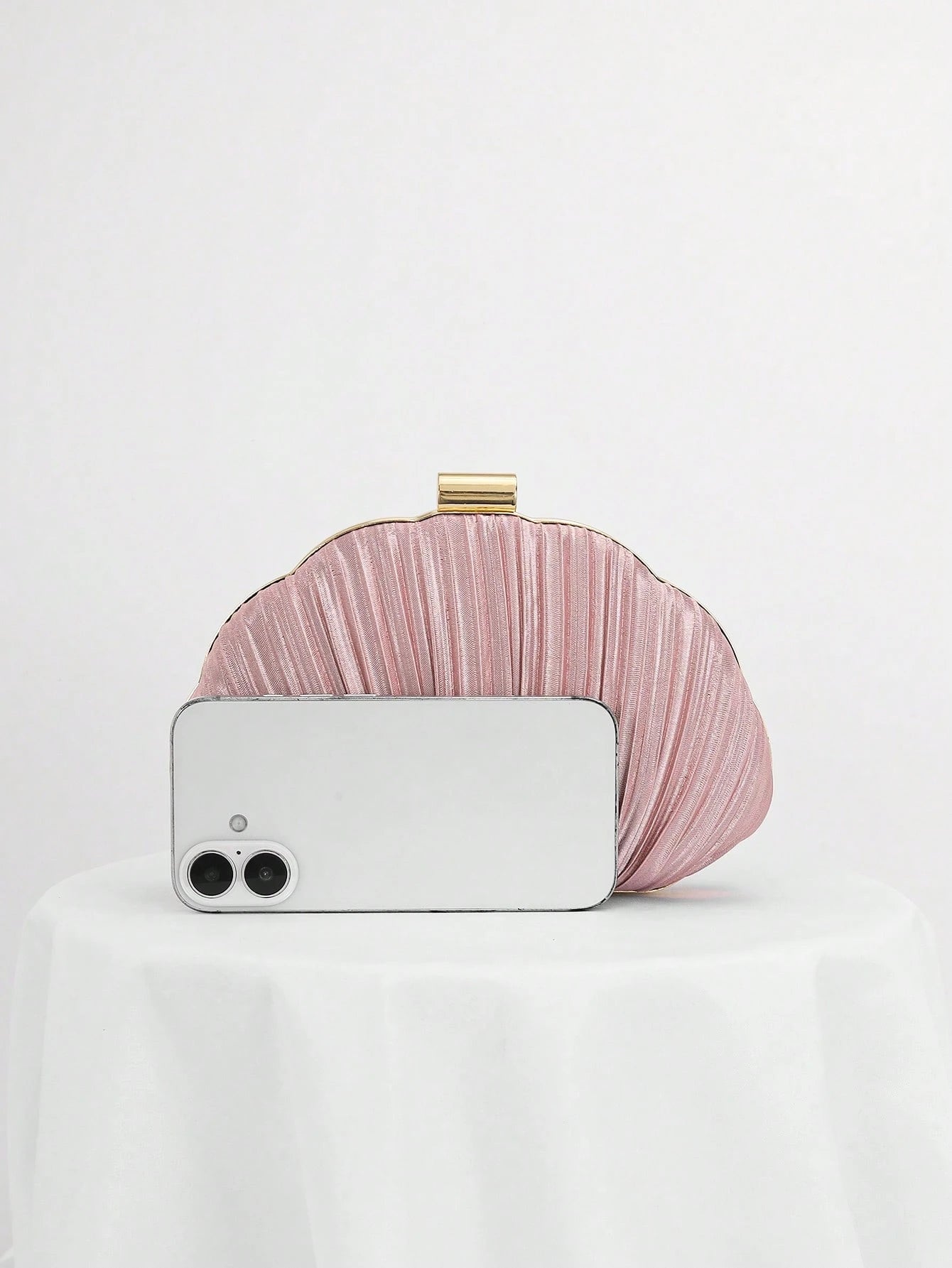 Pleated Satin Design Box-Shaped Evening Clutch, Banquet Bag Chain Strap Bag, Wedding Purse,Wedding, Pink, Party Bags, Wedding Items,Bride