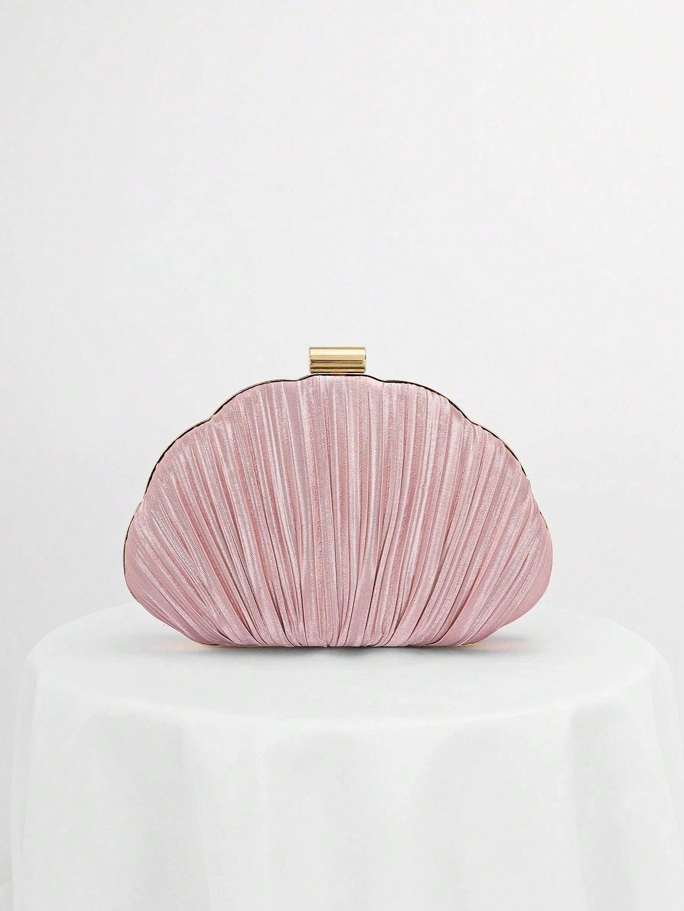 Pleated Satin Design Box-Shaped Evening Clutch, Banquet Bag Chain Strap Bag, Wedding Purse,Wedding, Pink, Party Bags, Wedding Items,Bride