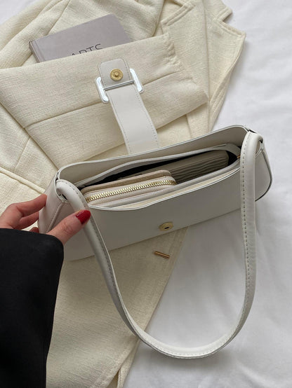 Popular Leather Belt Buckle Handbag, New Summer Fashion Shoulder Bag, Minimalist Underarm Bag