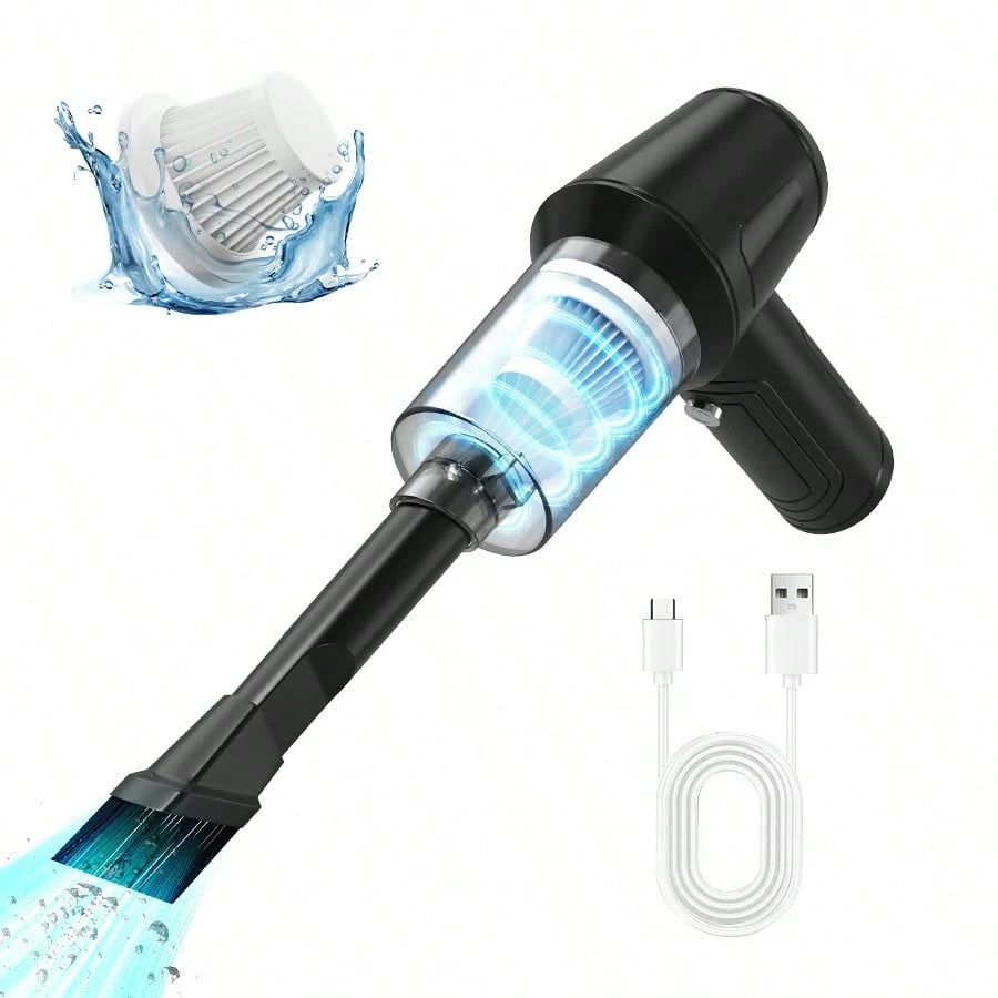 Portable Car Vacuum Cleaner, Powerful Suction, Long Battery Life, High-Powered For Cleaning Crevice Areas, Portable USB Rechargeable Vacuum Cleaner, Can Also Be Used To Clean Pet Hair, A Great Travel