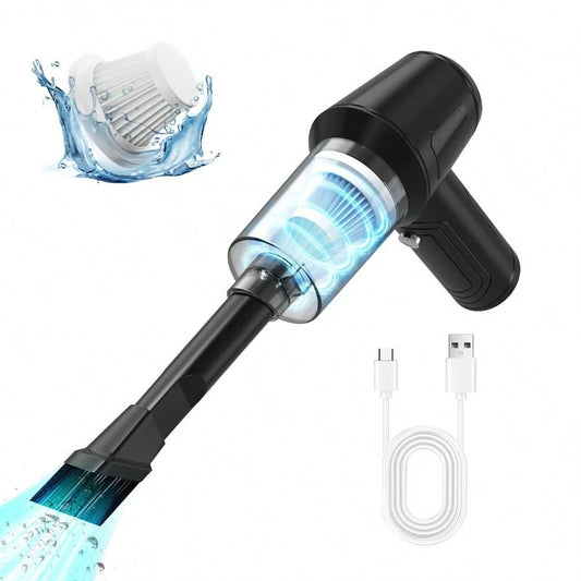 Portable Car Vacuum Cleaner, Powerful Suction, Long Battery Life, High-Powered For Cleaning Crevice Areas, Portable USB Rechargeable Vacuum Cleaner, Can Also Be Used To Clean Pet Hair, A Great Travel