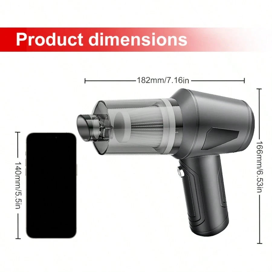 Portable Car Vacuum Cleaner, Powerful Suction, Long Battery Life, High-Powered For Cleaning Crevice Areas, Portable USB Rechargeable Vacuum Cleaner, Can Also Be Used To Clean Pet Hair, A Great Travel