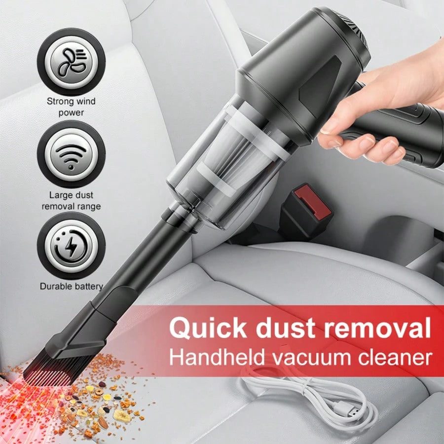 Portable Car Vacuum Cleaner, Powerful Suction, Long Battery Life, High-Powered For Cleaning Crevice Areas, Portable USB Rechargeable Vacuum Cleaner, Can Also Be Used To Clean Pet Hair, A Great Travel