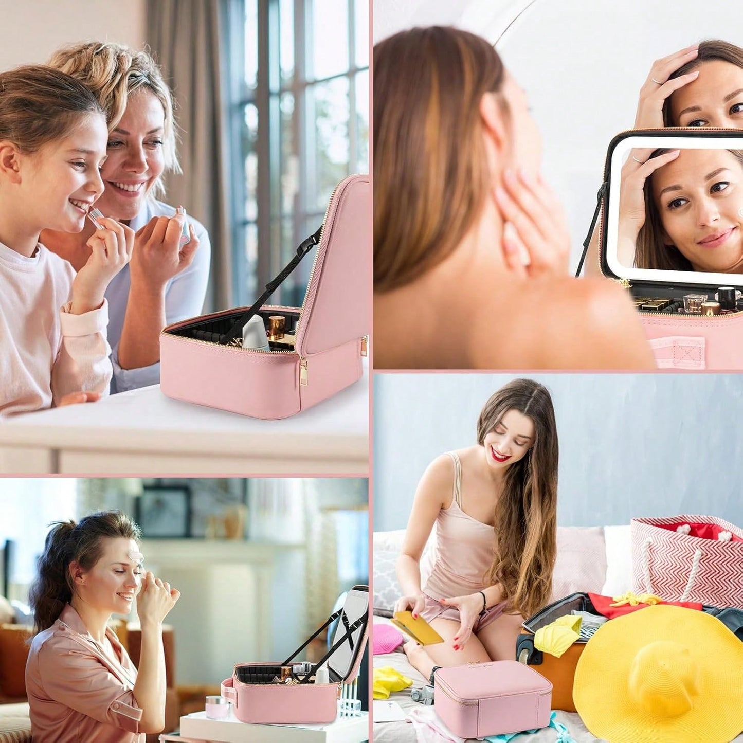 Portable LED Makeup Organizer Bag (1 Unit) With Lighted Mirror Featuring 3 Switchable Light Modes – An Ideal Gift For Friends And Family