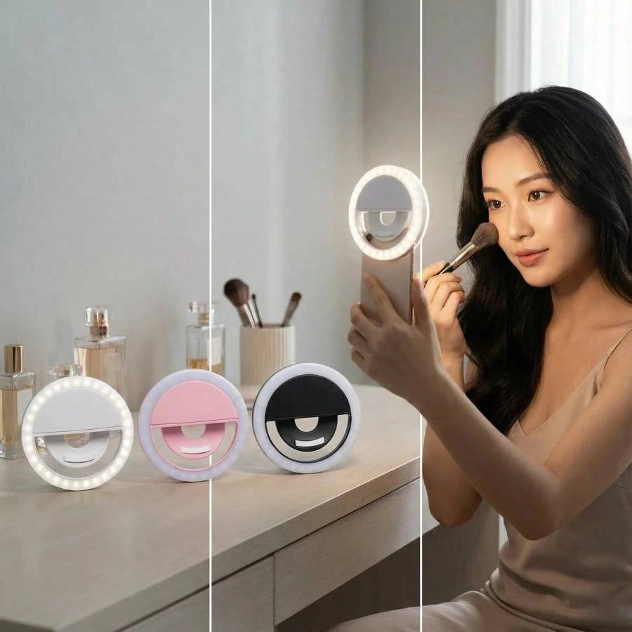 Portable LED Selfie Ring Light, Mirror Makeup Light, Portable Lighting, Beauty Halo Light For Photography, Live Streaming Clip Light Selfie Light, Suitable For Live Streaming, Video Conferencing Light