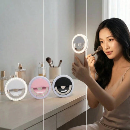 Portable LED Selfie Ring Light, Mirror Makeup Light, Portable Lighting, Beauty Halo Light For Photography, Live Streaming Clip Light Selfie Light, Suitable For Live Streaming, Video Conferencing Light