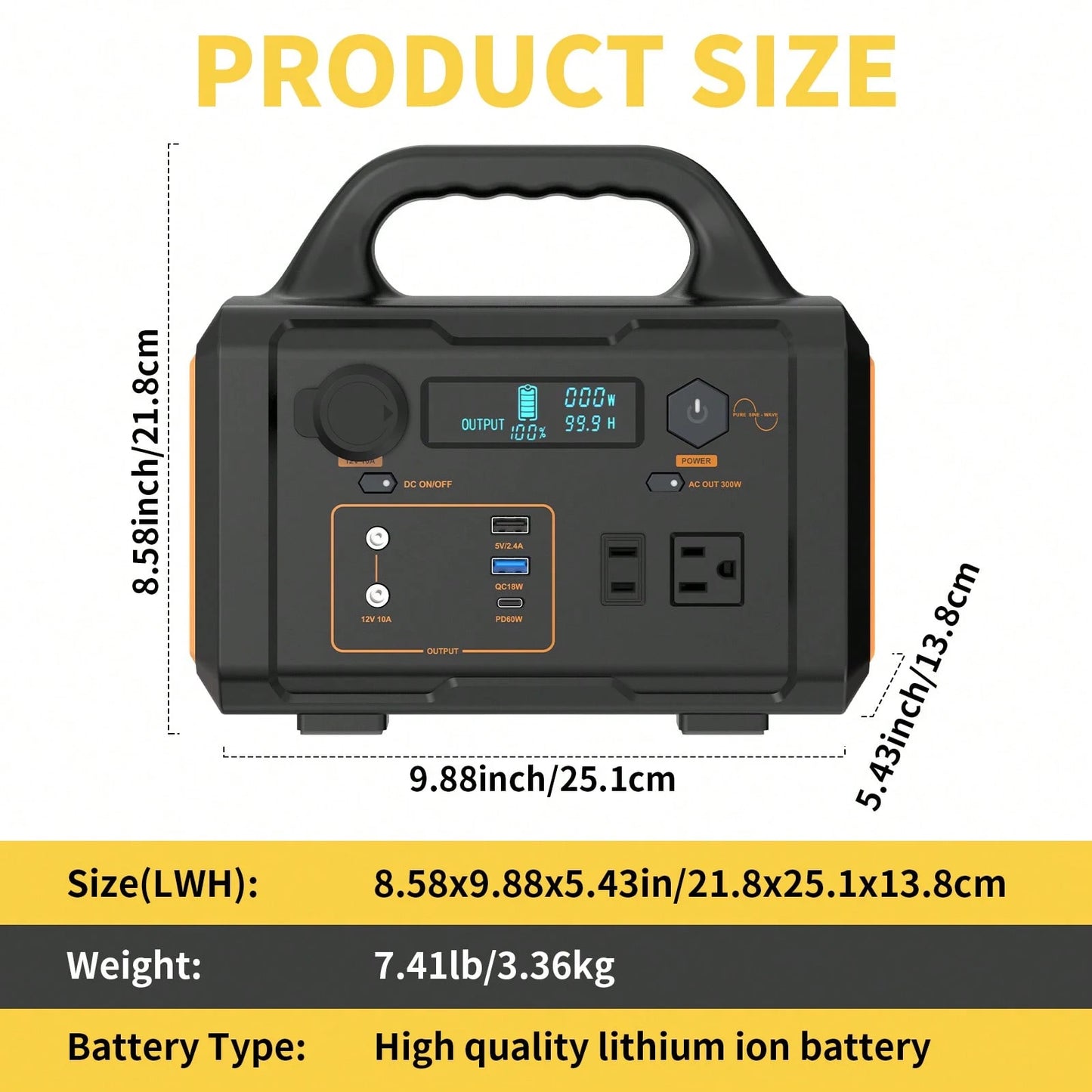 Portable Power Station, 300W Solar Generator, 293Wh Backup Lithium Battery, 120V/300W AC Outlet, Solar Powered Generator For RV Camping Outdoor Hiking Fishing Emergency