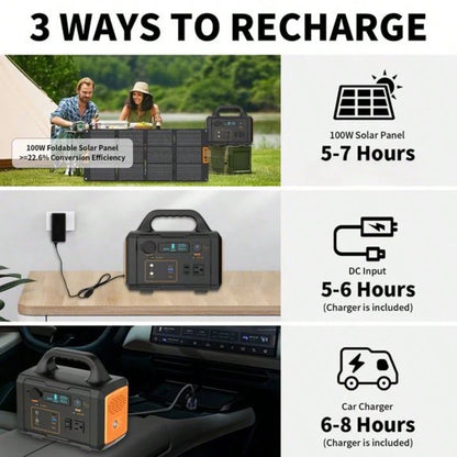 Portable Power Station, 300W Solar Generator, 293Wh Backup Lithium Battery, 120V/300W AC Outlet, Solar Powered Generator For RV Camping Outdoor Hiking Fishing Emergency
