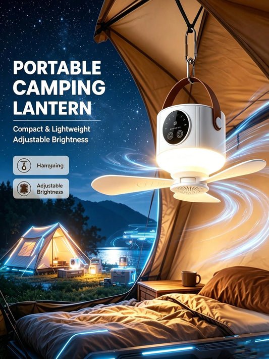 Portable USB Charging Camping Fan With Light Illumination, Silent, Comes With A Tripod, Adjustable Speed And Brightness, Suitable For Outdoor Tents, Bedrooms, Dormitories, And Travel Use, Detachable B
