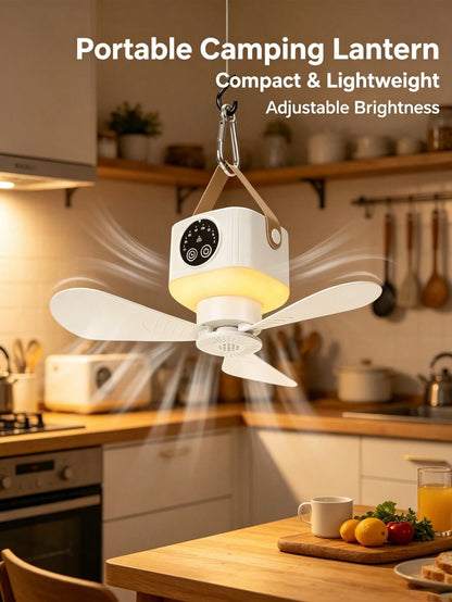 Portable USB Charging Camping Fan With Light Illumination, Silent, Comes With A Tripod, Adjustable Speed And Brightness, Suitable For Outdoor Tents, Bedrooms, Dormitories, And Travel Use, Detachable B