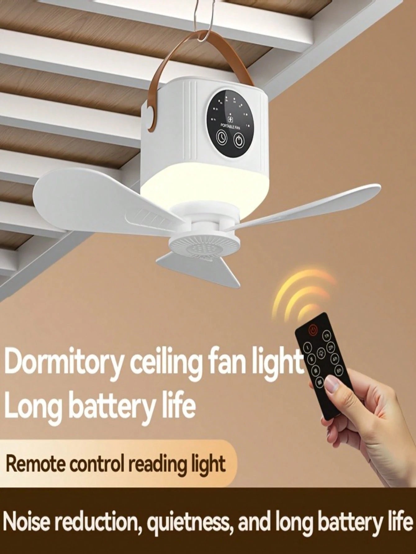 Portable USB Charging Camping Fan With Light Illumination, Silent, Comes With A Tripod, Adjustable Speed And Brightness, Suitable For Outdoor Tents, Bedrooms, Dormitories, And Travel Use, Detachable B