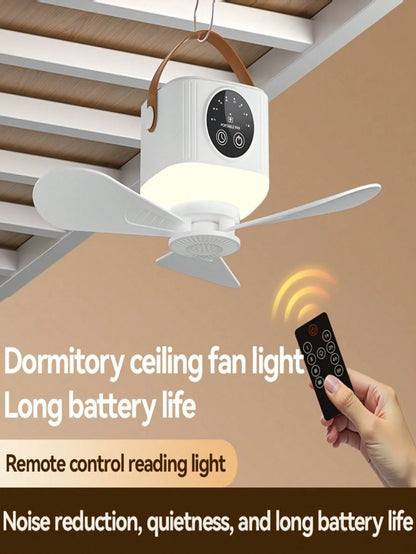 Portable USB Charging Camping Fan With Light Illumination, Silent, Comes With A Tripod, Adjustable Speed And Brightness, Suitable For Outdoor Tents, Bedrooms, Dormitories, And Travel Use, Detachable B