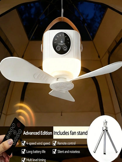 Portable USB Charging Camping Fan With Light Illumination, Silent, Comes With A Tripod, Adjustable Speed And Brightness, Suitable For Outdoor Tents, Bedrooms, Dormitories, And Travel Use, Detachable B