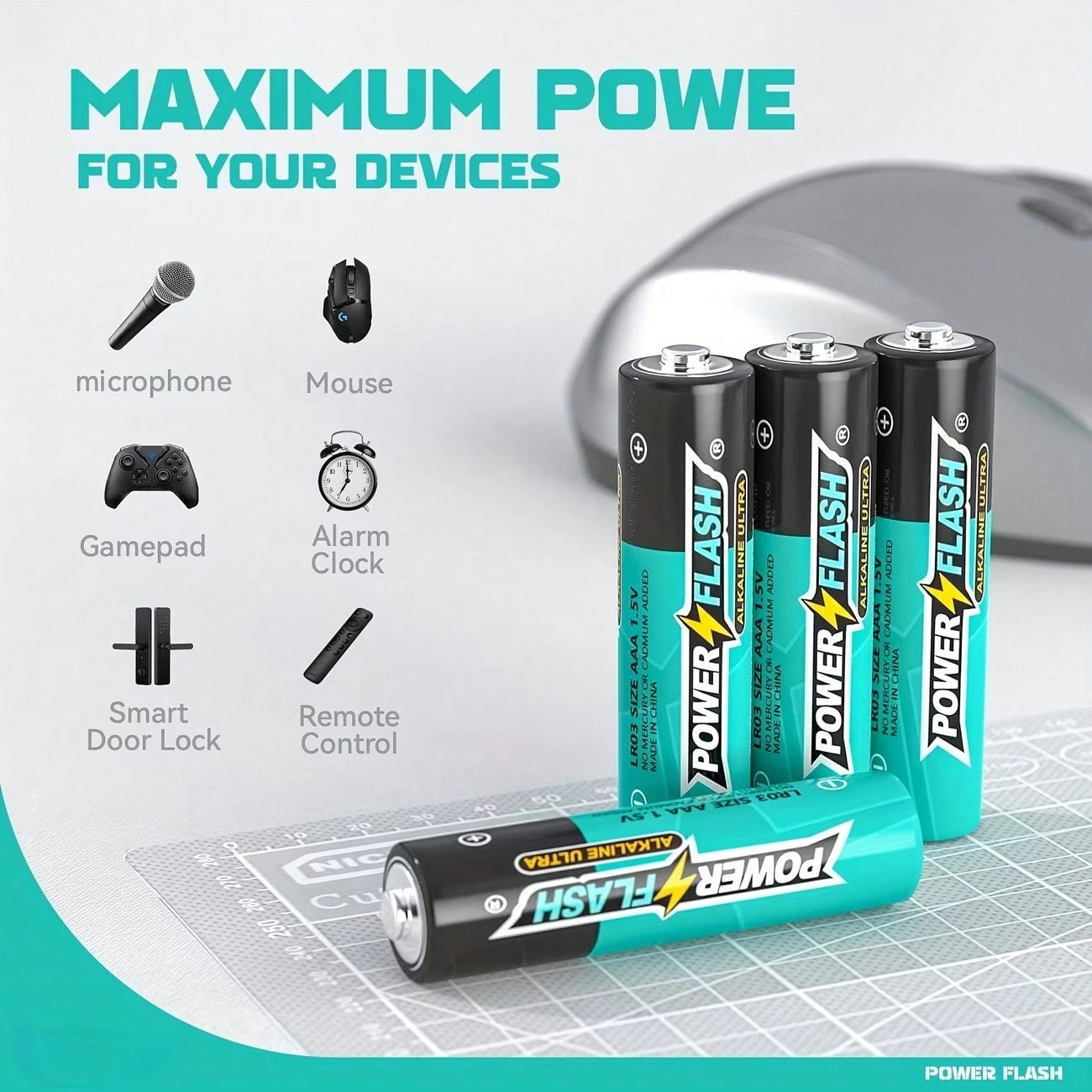 POWER FLASH 28pcs AA Alkaline Battery, High Capacity,High Performance, 10-Year Lifespan, Durable. Suitable For Remote Controls, Alarm Clocks, Doorbells, Car Keys, Night Lights, Flashlights, Etc. Chris