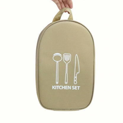 Practical Portable Nylon Cookware Storage Bag, Suitable For Camping, Barbecue And Travel- Easily Organize Outdoor Knives, Spoons And Other Kitchenware (Storage Bag Only- Kitchenware Not Included)