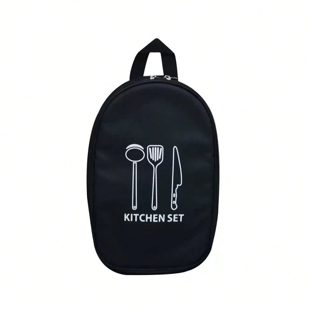 Practical Portable Nylon Cookware Storage Bag, Suitable For Camping, Barbecue And Travel- Easily Organize Outdoor Knives, Spoons And Other Kitchenware (Storage Bag Only- Kitchenware Not Included)