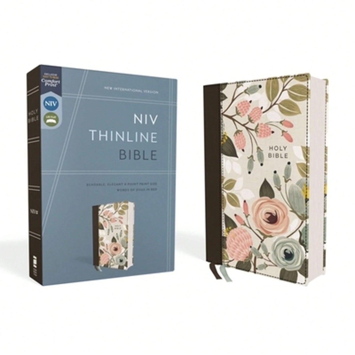 Pre-Owned Niv, Thinline Bible, Cloth Over Board, Floral, Red Letter Edition, Comfort Print (Hardcover) By Zondervan