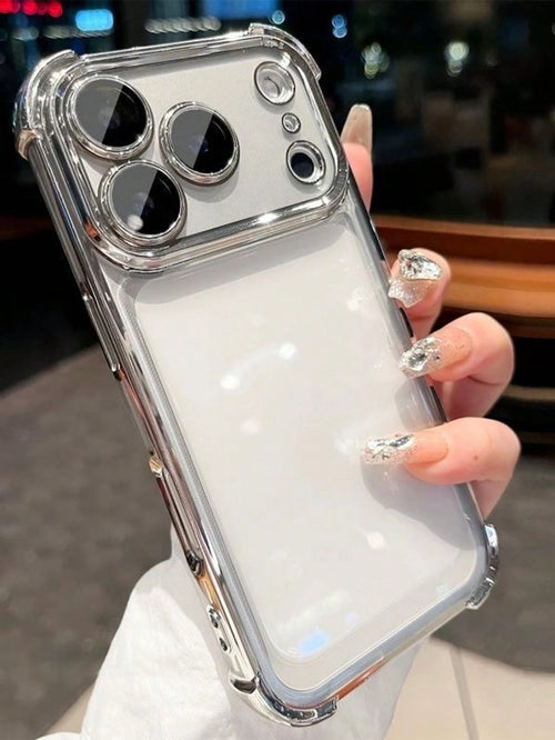 Premium Luxury Electroplated Silver Transparent Phone Case, Compatible With IPhone 17 Pro Max/17 Pro/17 Air/17/16 Pro Max/16/16 Pro/16 Plus/15/15 Pro Max/15 Pro/15 Plus/11/12/13/14 Pro Max/XS/XR/11 Pr