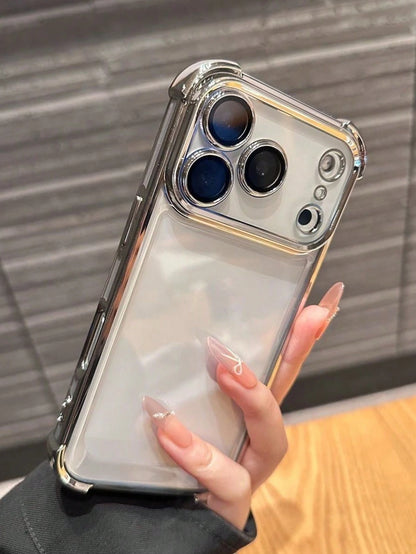 Premium Luxury Electroplated Silver Transparent Phone Case, Compatible With IPhone 17 Pro Max/17 Pro/17 Air/17/16 Pro Max/16/16 Pro/16 Plus/15/15 Pro Max/15 Pro/15 Plus/11/12/13/14 Pro Max/XS/XR/11 Pr