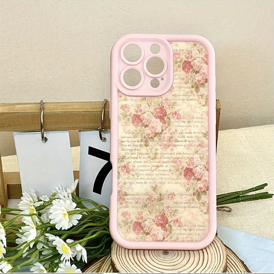 Pretty Pink Floral Text Background Black Phone Case For IPhone X/XS/11/12/13/14/15/16 Pro- Sleek & Durable Cover For Cool Guys & Girls, Anti-Scratch With Full Camera Protection- Perfect Unisex Gift