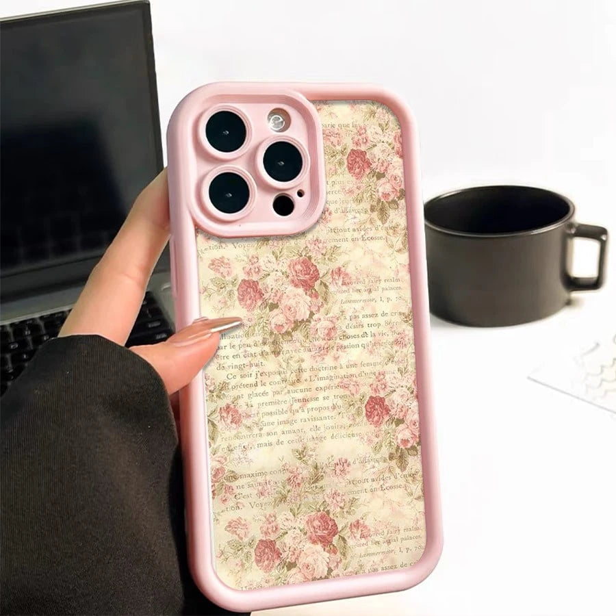 Pretty Pink Floral Text Background Black Phone Case For IPhone X/XS/11/12/13/14/15/16 Pro- Sleek & Durable Cover For Cool Guys & Girls, Anti-Scratch With Full Camera Protection- Perfect Unisex Gift