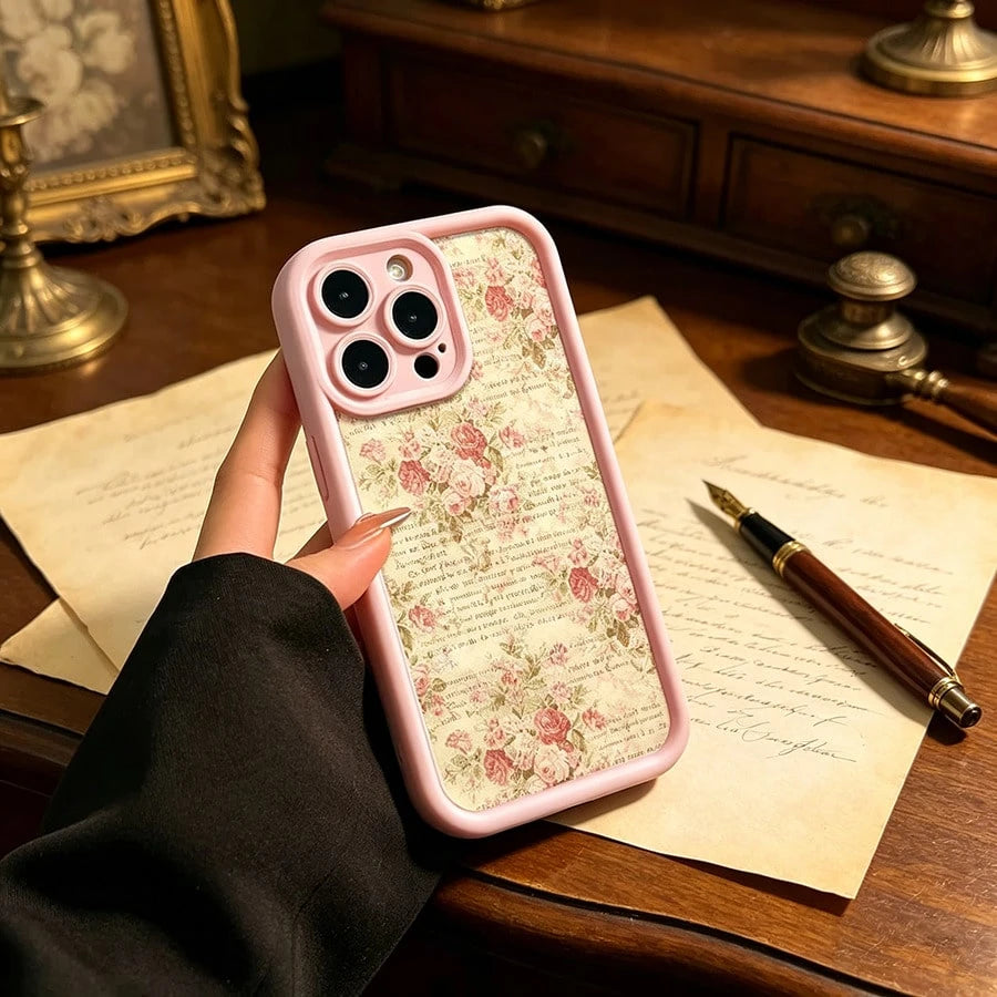 Pretty Pink Floral Text Background Black Phone Case For IPhone X/XS/11/12/13/14/15/16 Pro- Sleek & Durable Cover For Cool Guys & Girls, Anti-Scratch With Full Camera Protection- Perfect Unisex Gift