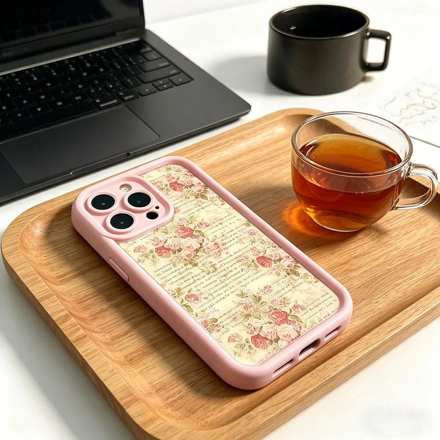 Pretty Pink Floral Text Background Black Phone Case For IPhone X/XS/11/12/13/14/15/16 Pro- Sleek & Durable Cover For Cool Guys & Girls, Anti-Scratch With Full Camera Protection- Perfect Unisex Gift
