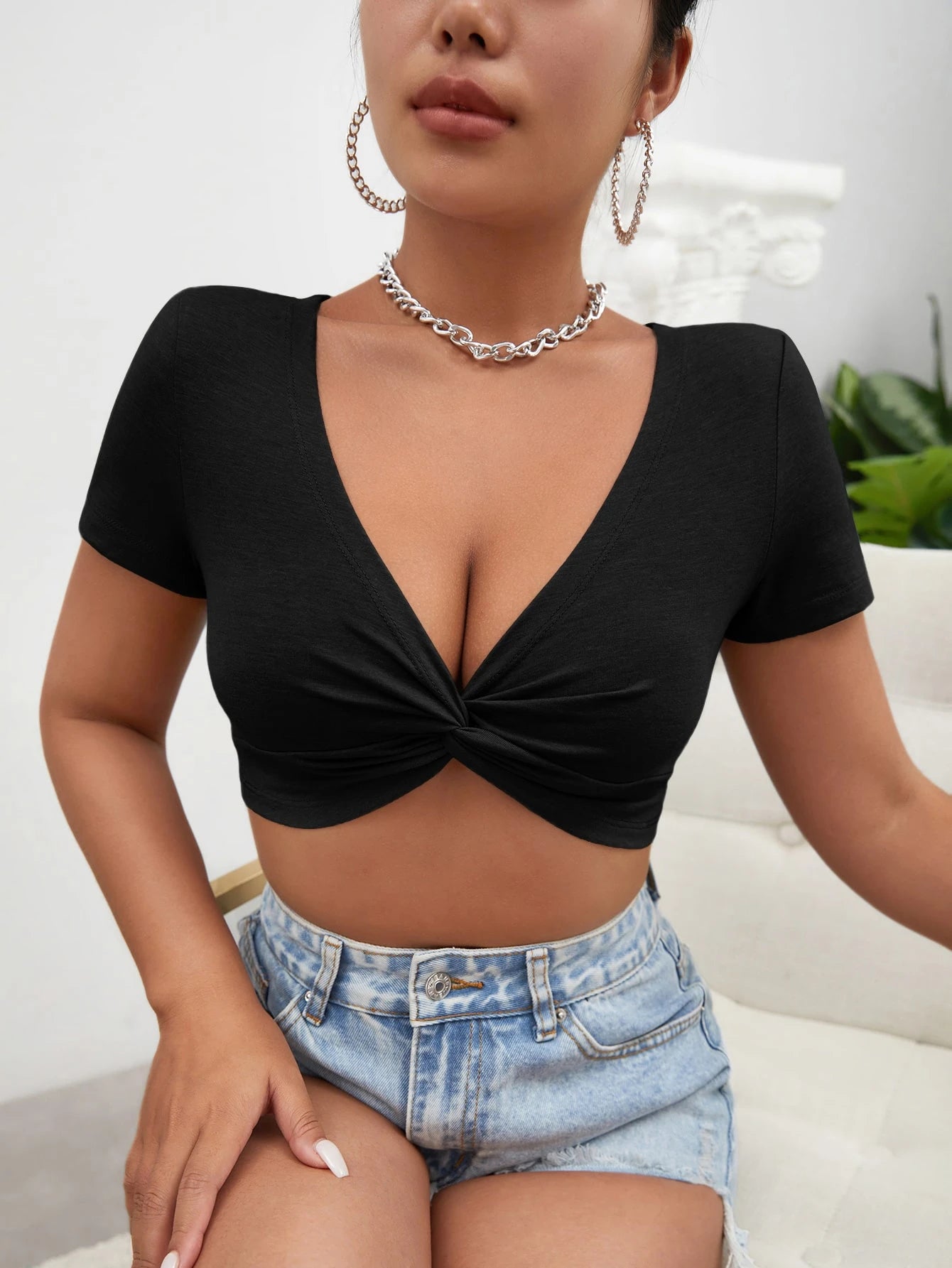 Privé Twist Front Crop Top