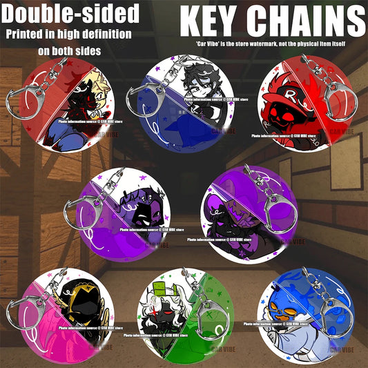 Project:FORSAKE Anime Game Merchandise Acrylic Keychain, Includes 1x1x1x1, GUEST 666, NOLI, AZURE, TWO TIME, TAPH, John Doe, DUSEKKAR, Suitable For Bags And Keys, Perfect Gift For Fans, Bag/Backpack S
