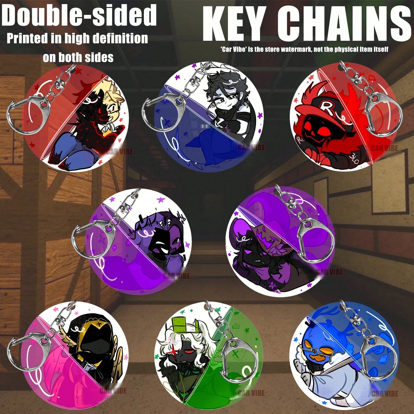 Project:FORSAKE Anime Game Merchandise Acrylic Keychain, Includes 1x1x1x1, GUEST 666, NOLI, AZURE, TWO TIME, TAPH, John Doe, DUSEKKAR, Suitable For Bags And Keys, Perfect Gift For Fans, Bag/Backpack S
