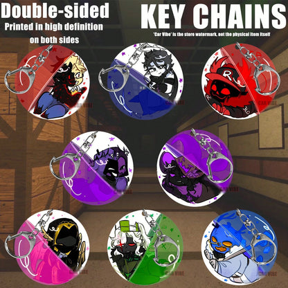 Project:FORSAKE Anime Game Merchandise Acrylic Keychain, Includes 1x1x1x1, GUEST 666, NOLI, AZURE, TWO TIME, TAPH, John Doe, DUSEKKAR, Suitable For Bags And Keys, Perfect Gift For Fans, Bag/Backpack S