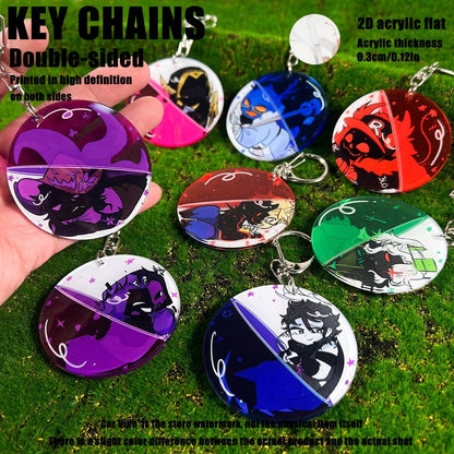 Project:FORSAKE Anime Game Merchandise Acrylic Keychain, Includes 1x1x1x1, GUEST 666, NOLI, AZURE, TWO TIME, TAPH, John Doe, DUSEKKAR, Suitable For Bags And Keys, Perfect Gift For Fans, Bag/Backpack S
